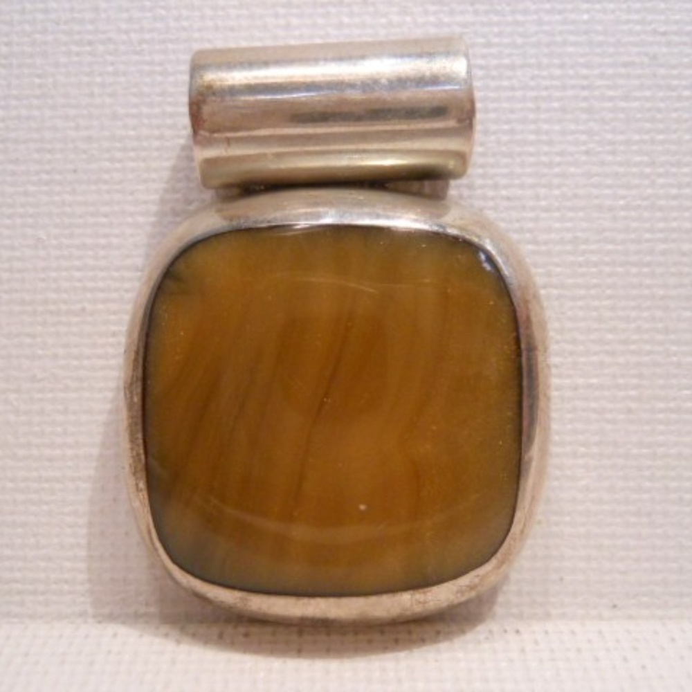 Mexico Sterling Silver and Glass Sliding Pendant